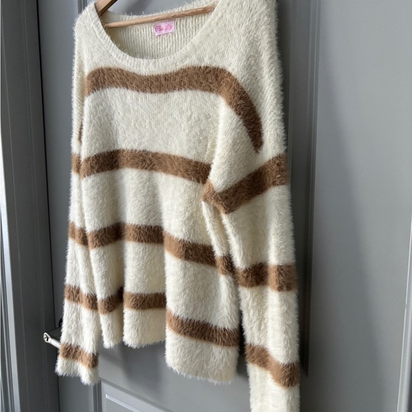 Pink Lily Striped Fuzzy Sweater - Picture 3 of 5